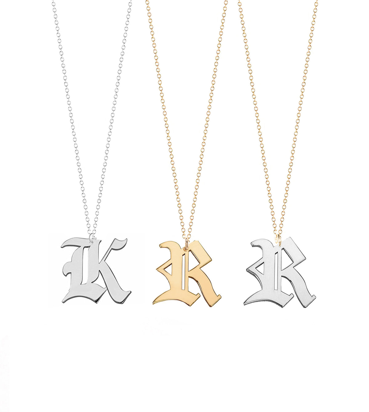 Noah Gothic Initial Necklace