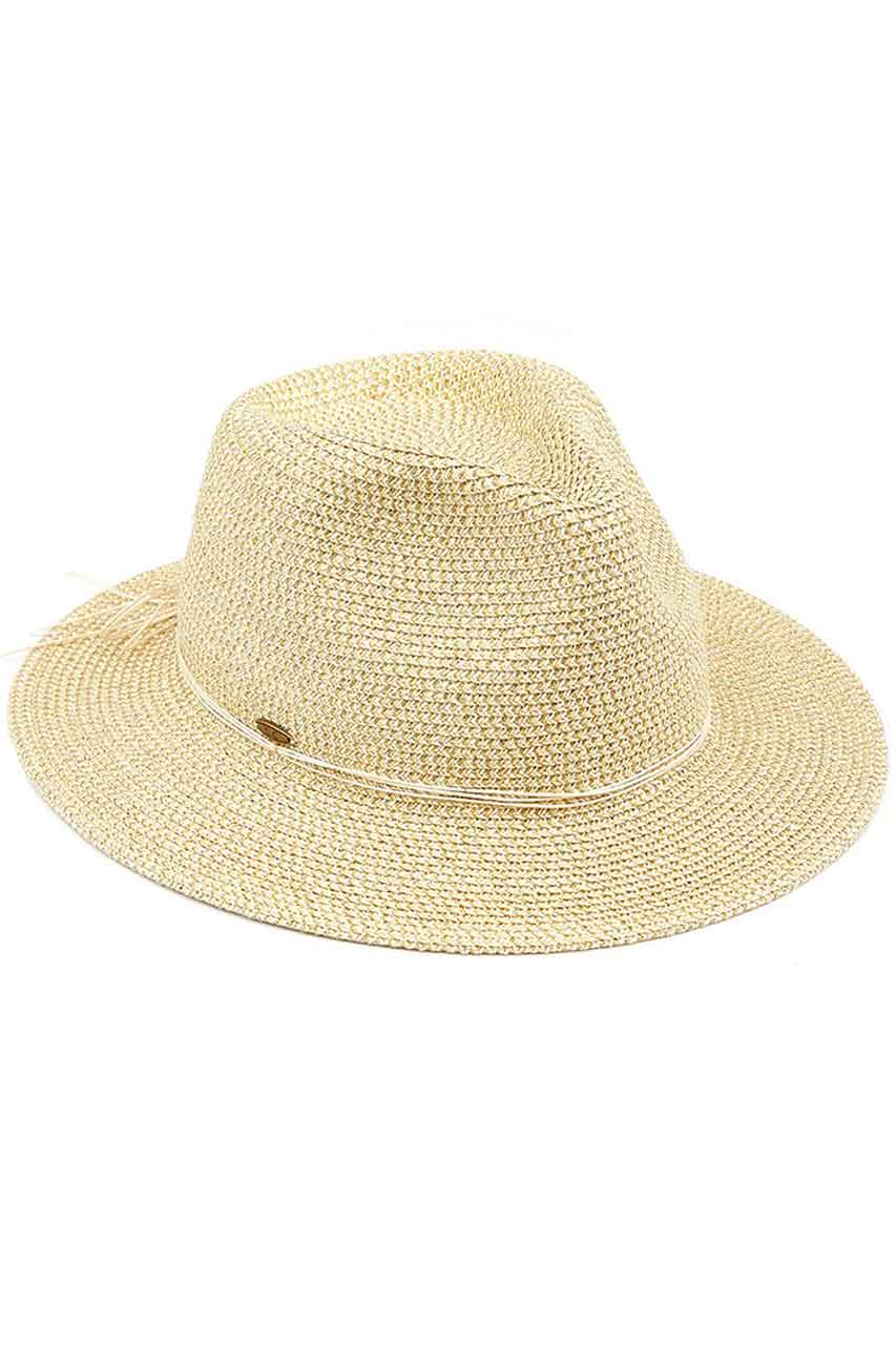 C.C Women's Lurex Paper Straw Panama Sun Hat