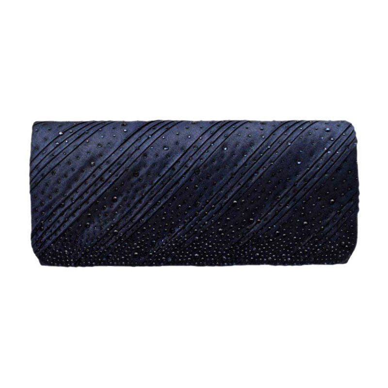 Diagonal Line Detailed Bling Evening Clutch Crossbody Bag