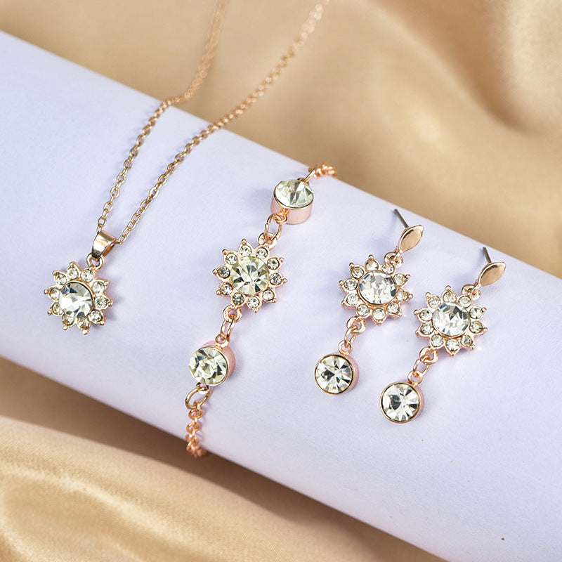 Popular Sunflower Three-piece Ear Korean Style Jewelry Set