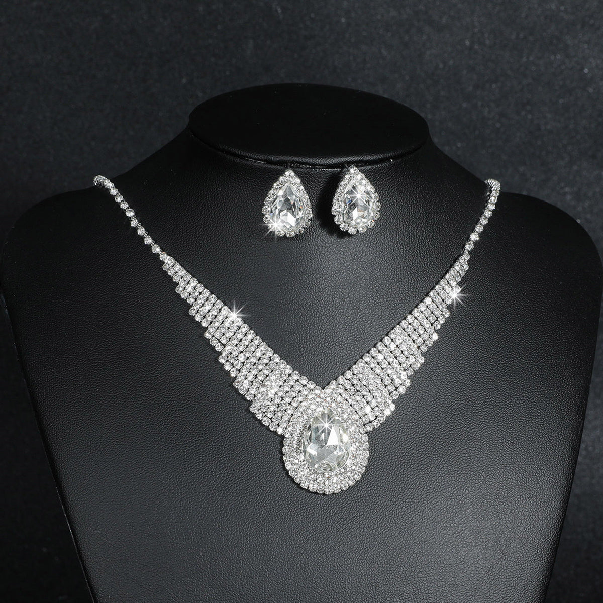Super Beautiful Suite Rhinestone Shiny Ear Wedding Party Two-piece Dress Earrings