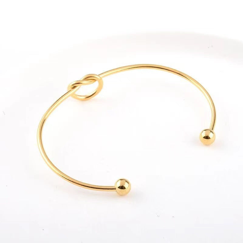 Steel Fashion Simple Heart-shaped Knotted Opening Bracelets