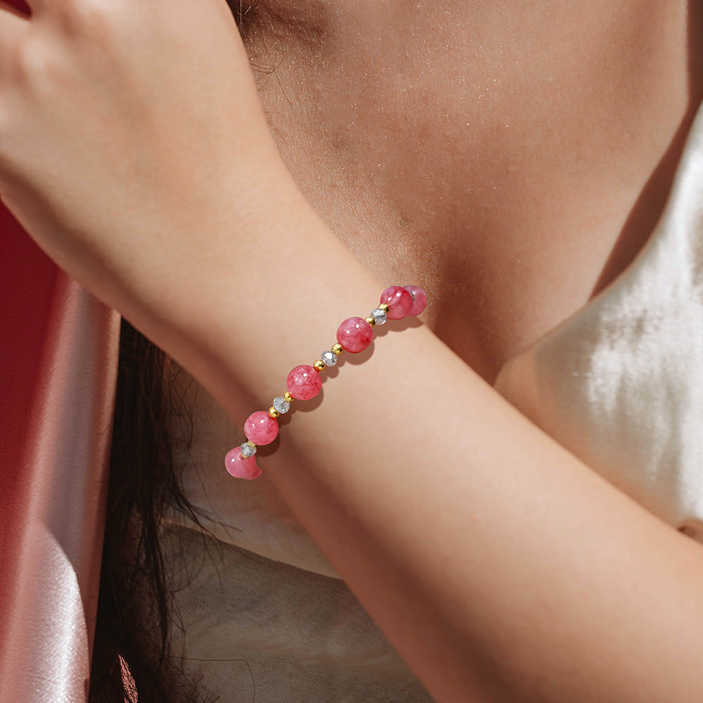 Women's Natural Stone Beads Simple Lobster Buckle Bracelet