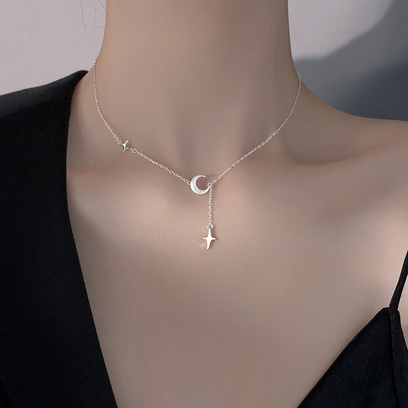 Women's Sier Star Moon Niche Design Clavicle Necklaces