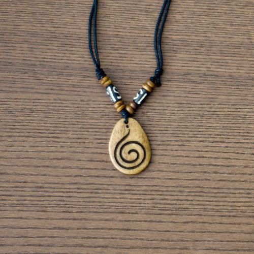 Nepal Yak Bone Hand Carved Six Pendant