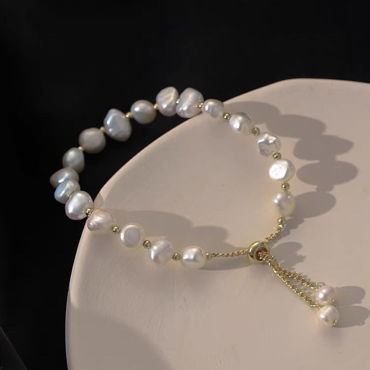 Women's Retro Irregular Freshwater Imitation Pearl Pull-out Adjustable Bracelets
