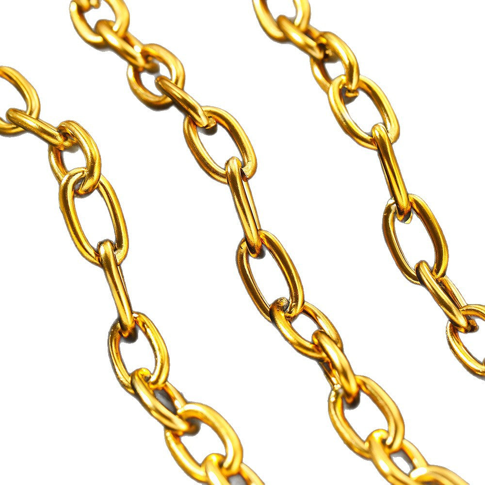 Golden Hip Hop Personality Thick Chain Stainless Steel Simple Design Bracelets