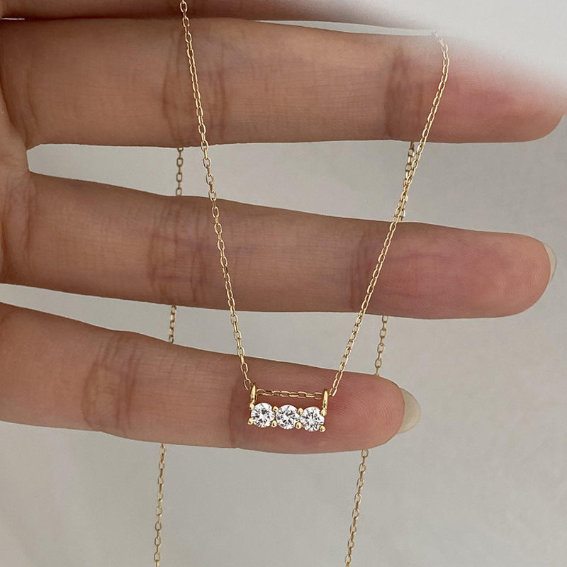 Women's Diamond One-line Flash Zircon Exquisite Light Luxury Personality Fashion Necklace
