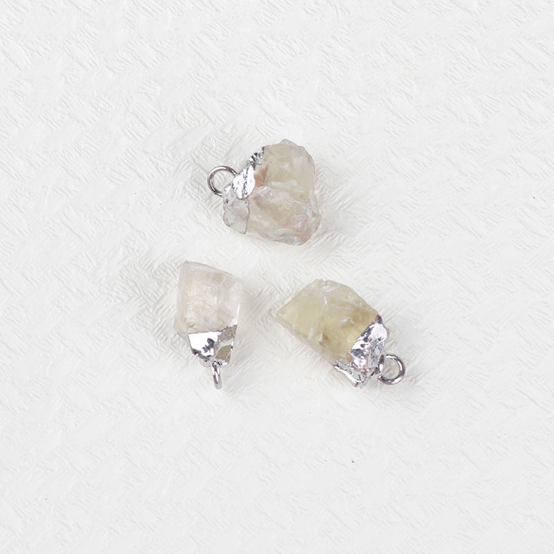 Natural Amethyst Rock Sier Gilded Hemming Irregular Pendants