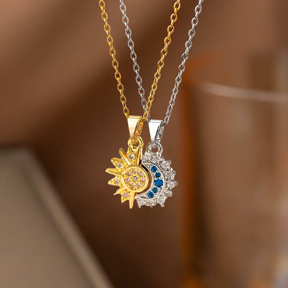 Personality Retro Design Sun Moon Twin Female Diamond Rings