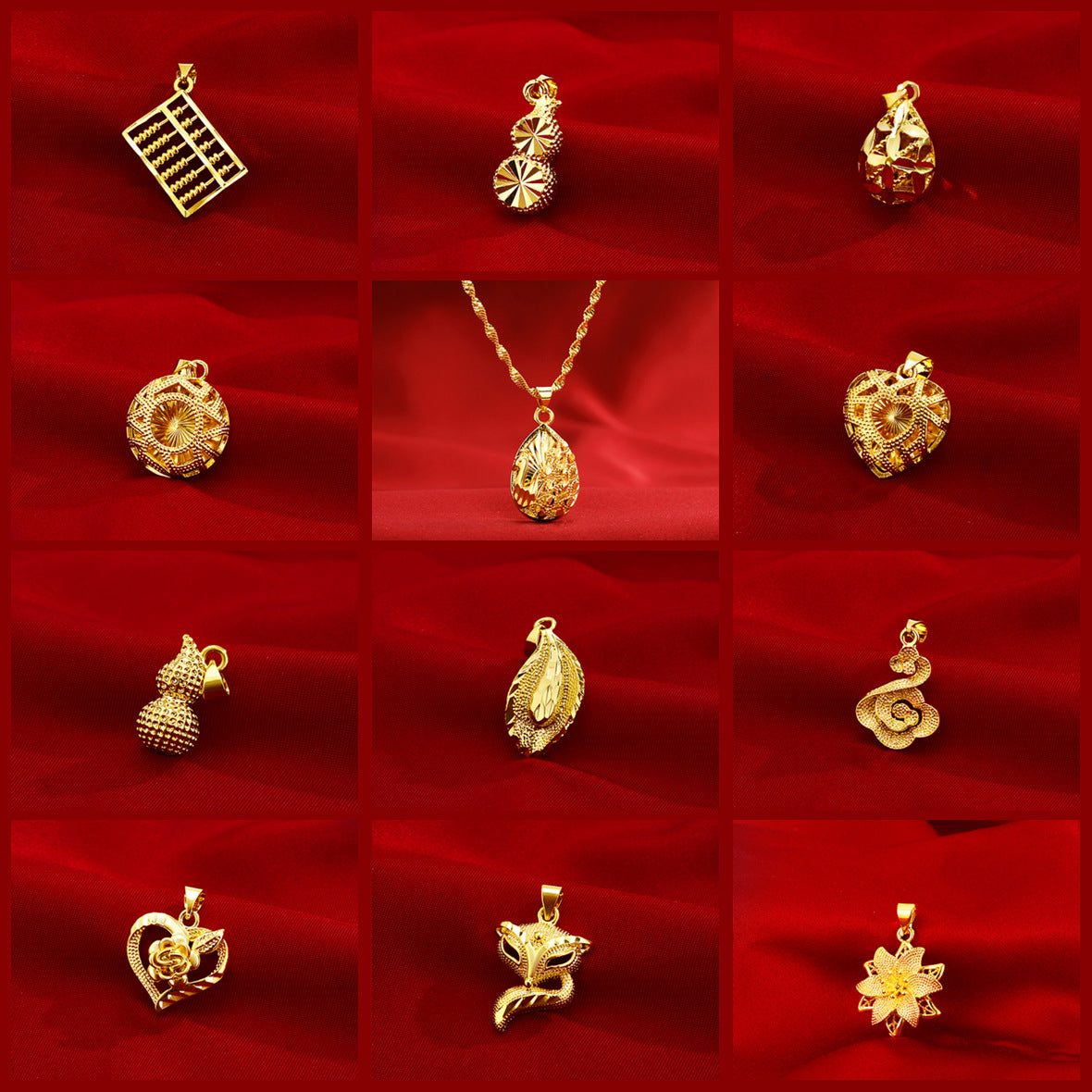 Women's Style Gold Shop Alluvial Love Abacus Lucky Bag Necklaces