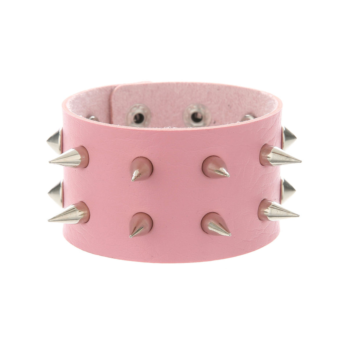 Punk Double Row Alloy Spike Couple Leather Rock Stainless Bracelet