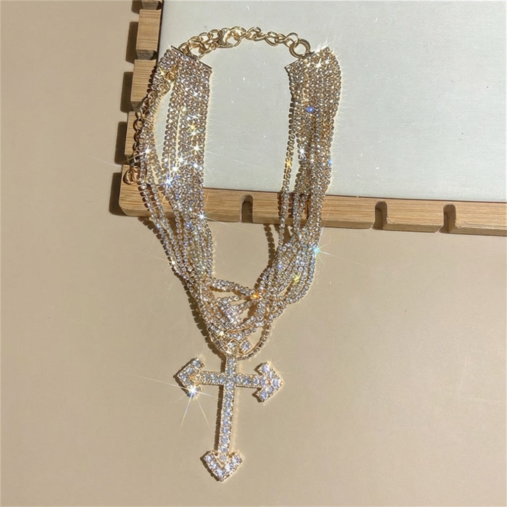Women's Street Design Sense Niche Cross Hip Hop Ear Personality Trendy Necklace