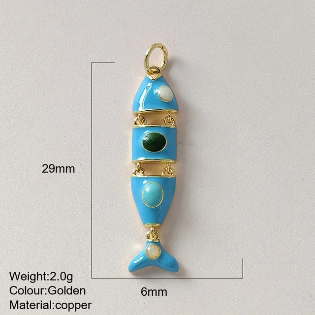 Color Enamel Fish Copper Drop Oil Pendant