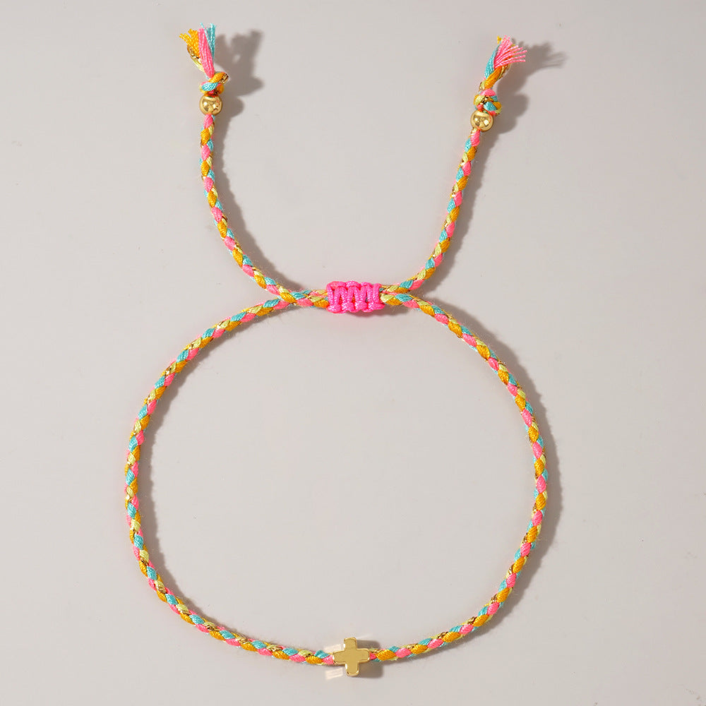 Women's Four-color Cotton Cross Handmade Carrying Strap Couple High Bracelet