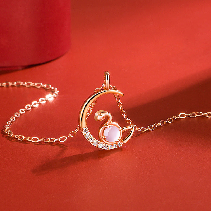Women's Korean Style Ross Chinese Zodiac Rose Gold Pendant