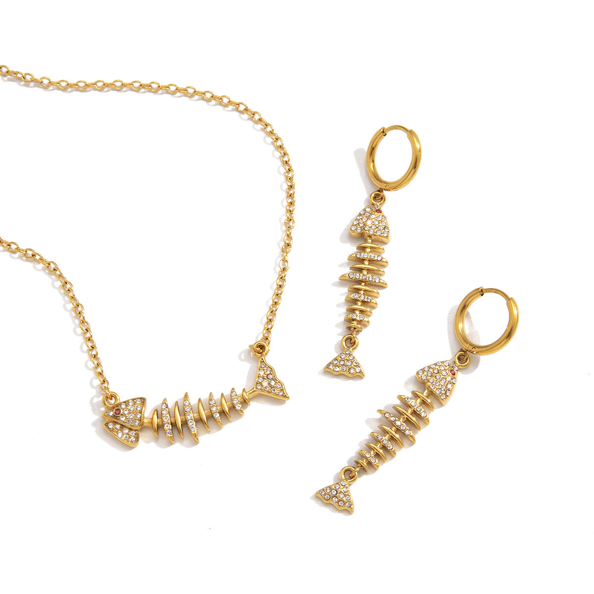 Ding Titanium Steel Fishbone High-grade Stainless Jewelry Set