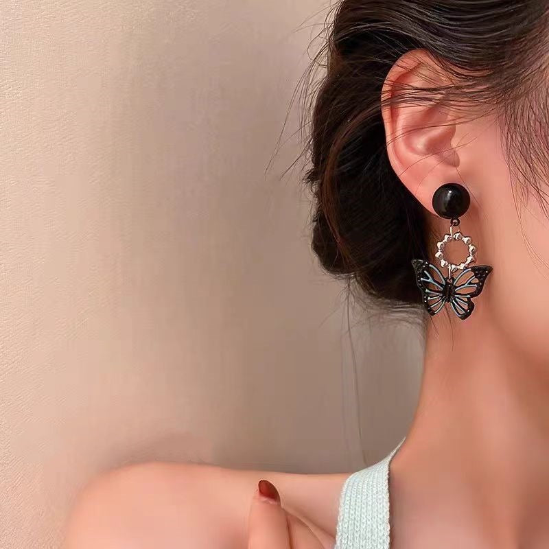 Butterfly Sweet Cool Niche Design Retro Easy Matching Fashionable Elegant Earrings