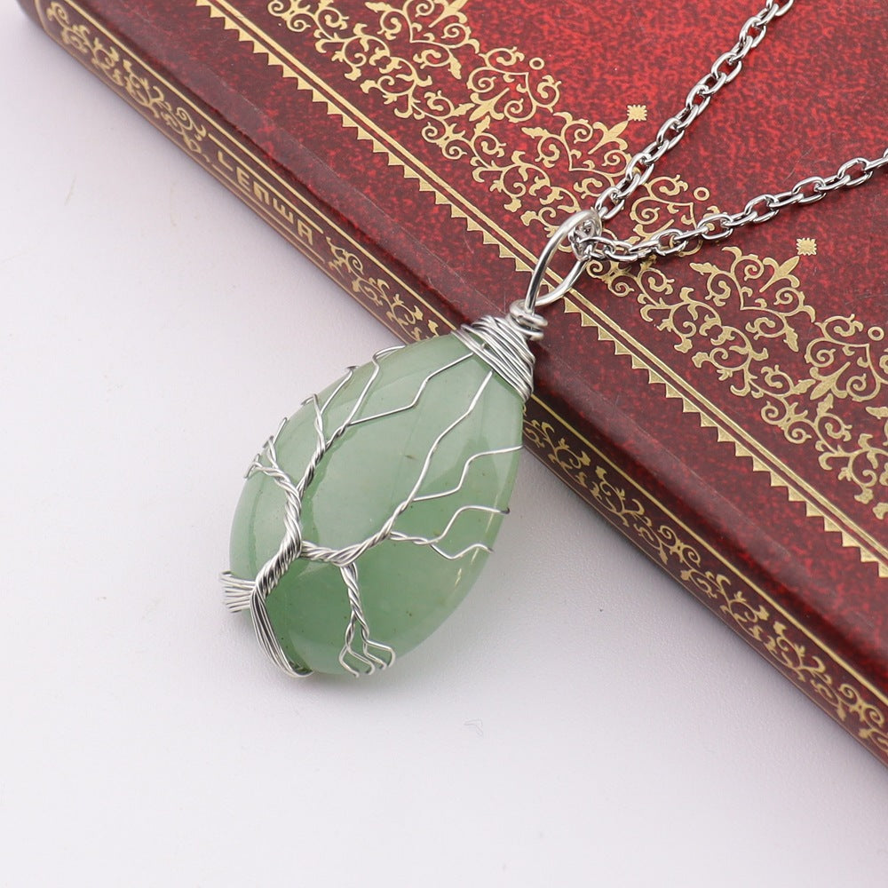 Agate Water Drop Winding Silk Tree Necklaces