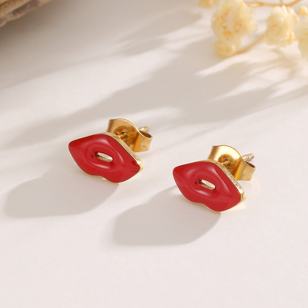 Lips Heart Temperament Wild Titanium Steel Clavicle Jewelry Set