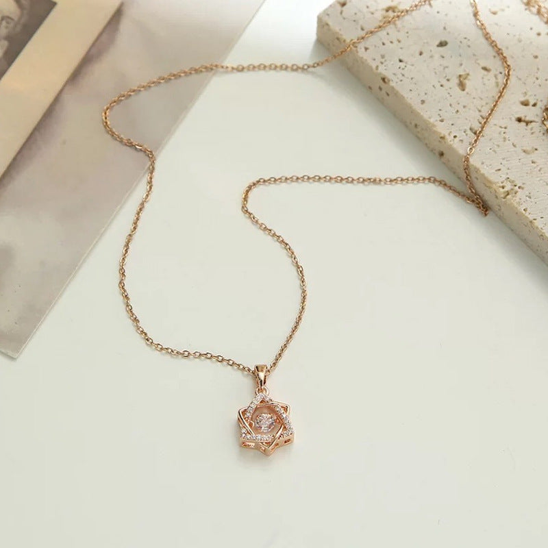 Women's Light Luxury Minority Design Sweater Chain Clavicle Six-pointed Necklaces