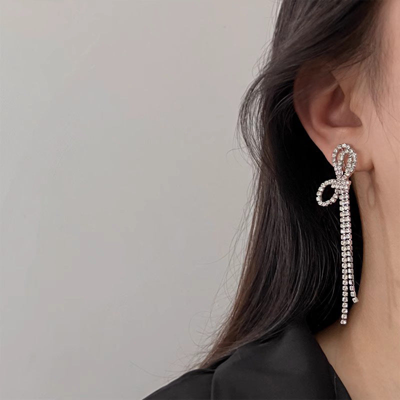 Women's Bow Long Tassel Eardrops Without Pierced Ears Mosquito Coil Affordable Rings
