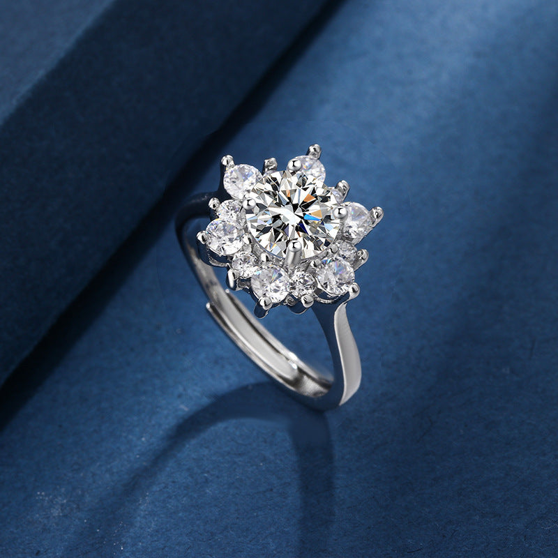 Sunflower Petal Zircon Three-piece Full Diamond Rings
