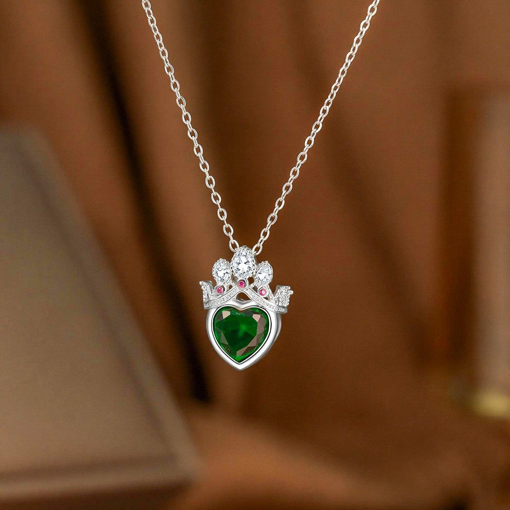 Steel Female Micro Inlaid Pink Diamond Necklace