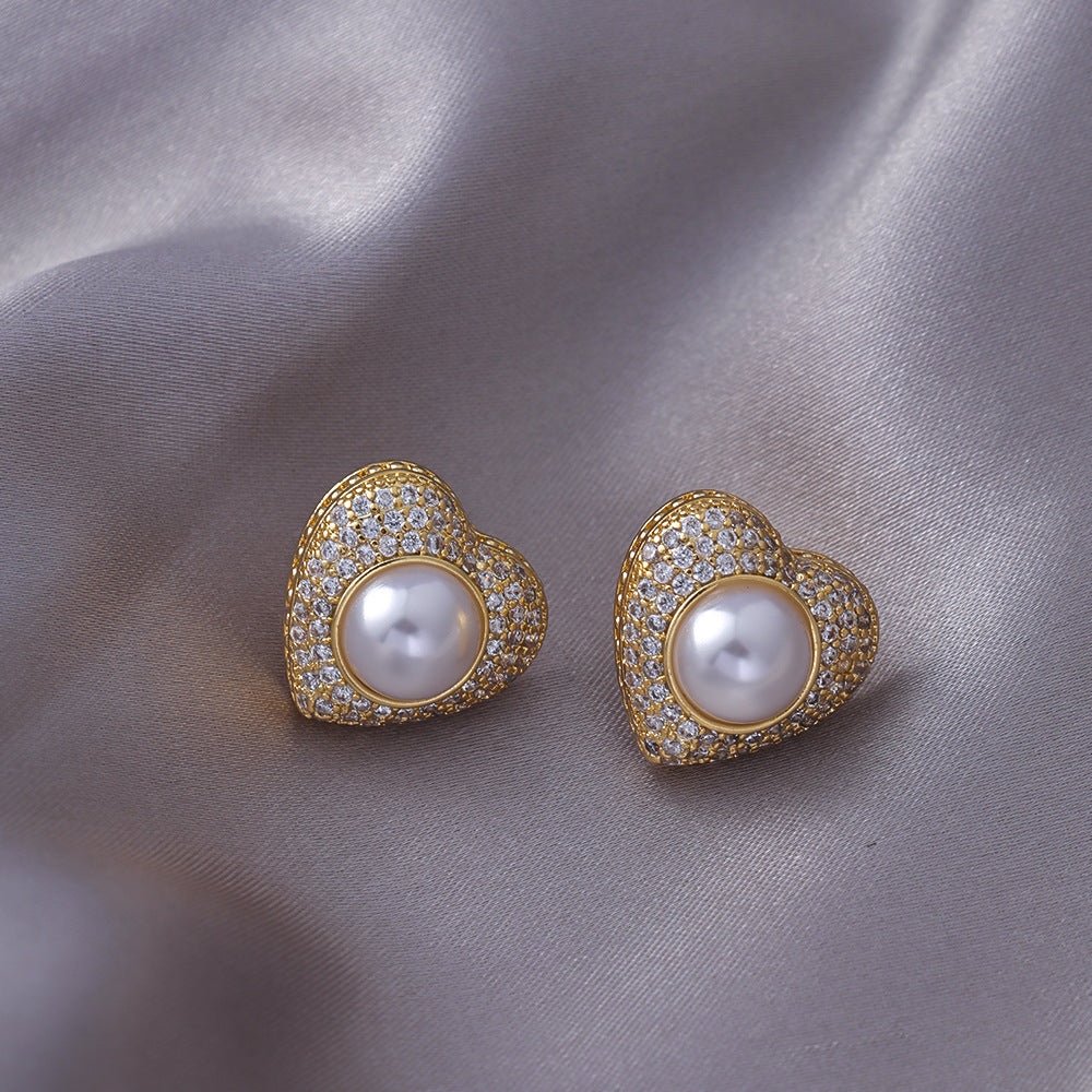 Women's Woven Pearl Sier Needle Everyday Joker Stud Earrings