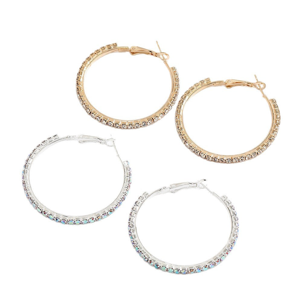 Women's Diamond Fashion Simple Elegant Korean Wear Super Shiny Temperament Personality Earrings
