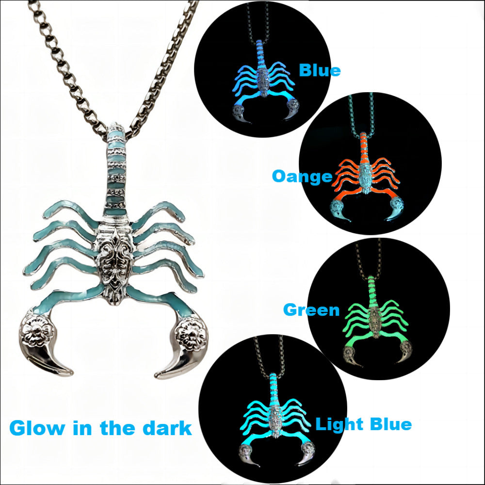 Men's Trendy Handsome Retro Scorpion King Luminous Versatile Personality Lucky Boyfriend Pendant