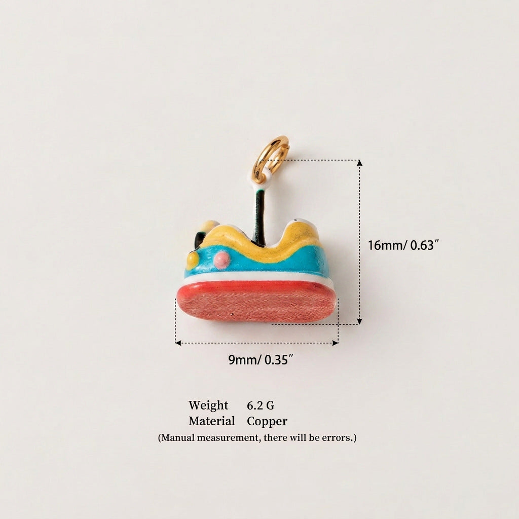Amusement Park Series Facilities Dripping Oil Painted Gold Pendant