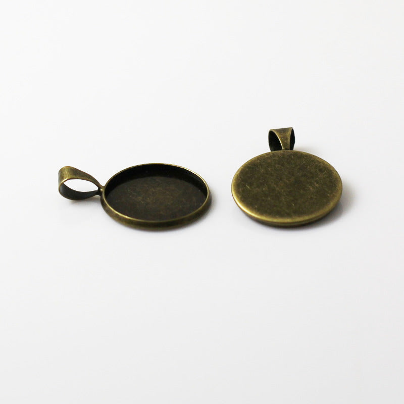 Round Simple Electroplating Time Stone Empty Pendant