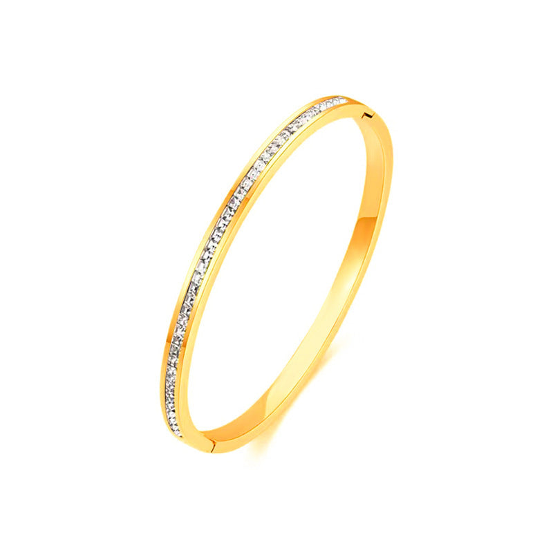 Simple Single Row Square Diamond Titanium Steel For Bracelet