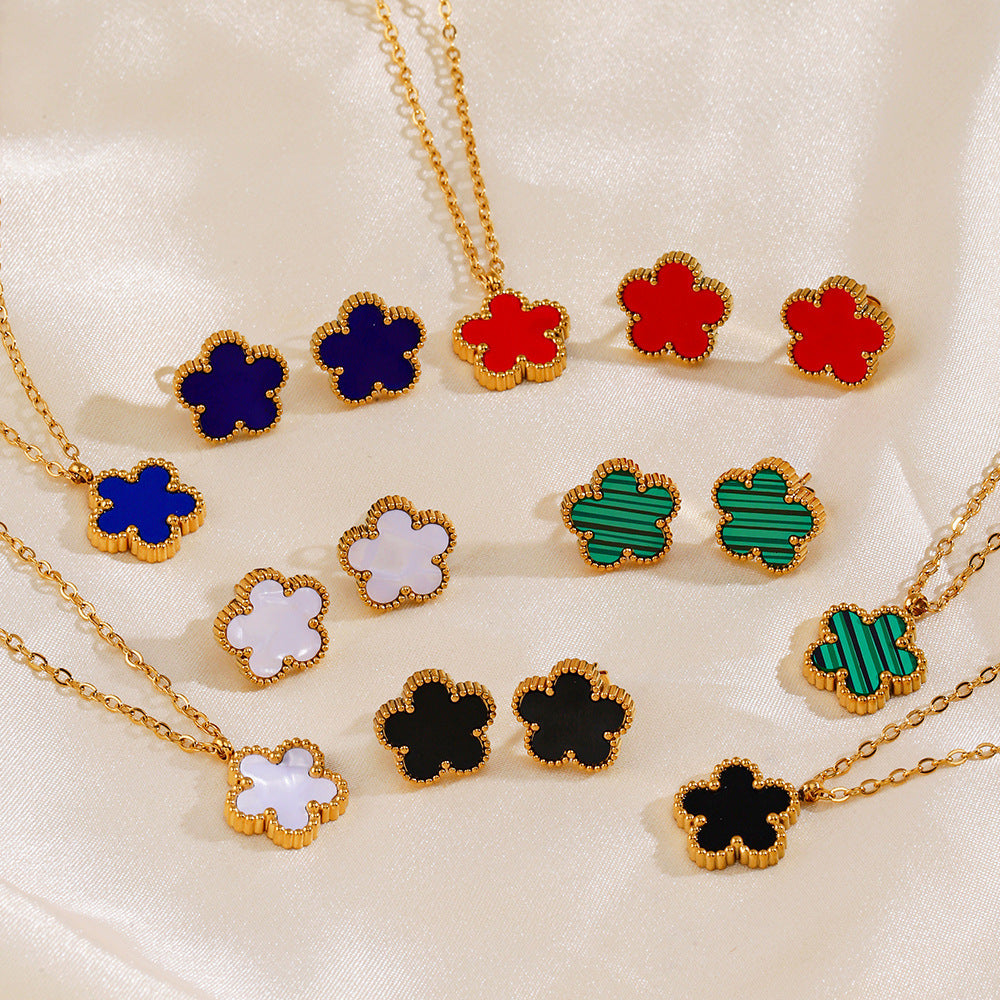 Steel Flower Ear Simple Popular Color Jewelry Set