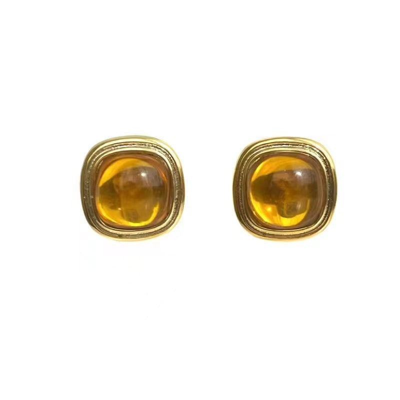 Retro Style Square Cube Chinese Temperament Stud Earrings