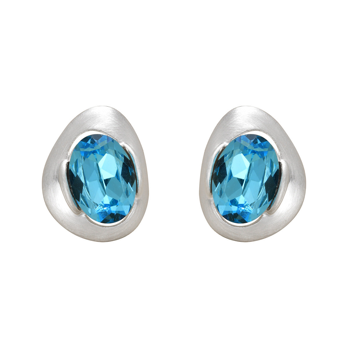 Women's Irregular Sier Brushed Color Super Flash Glass Temperament Stud Earrings