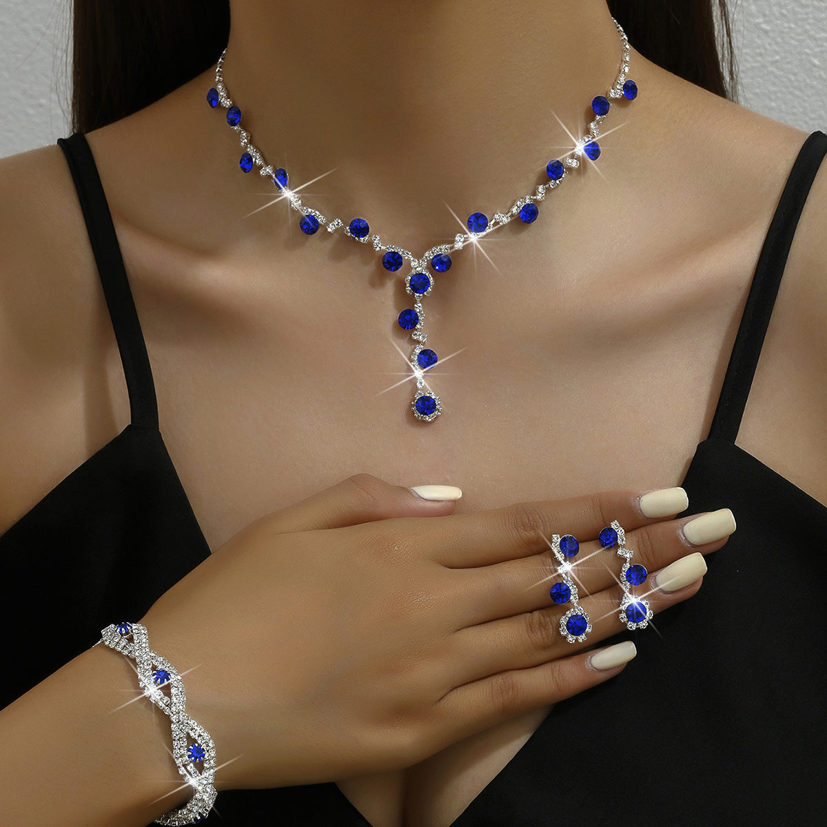 Comfortable Pretty Sunflower Rhinestone Three-piece Wedding Jewelry Set