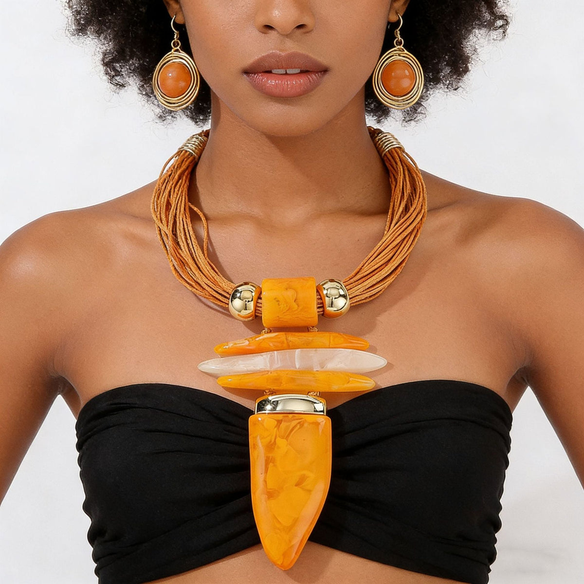 Elegant New Resin Horn Suite Exaggerated Earrings