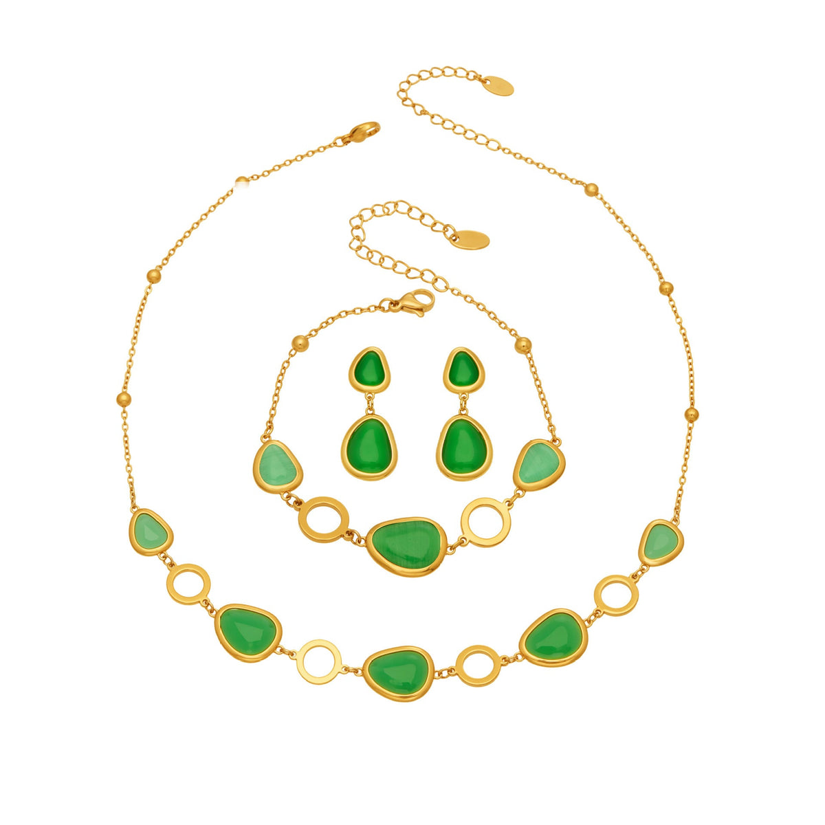 Li Light Luxury Oval Opal Stainless Steel Jewelry Set