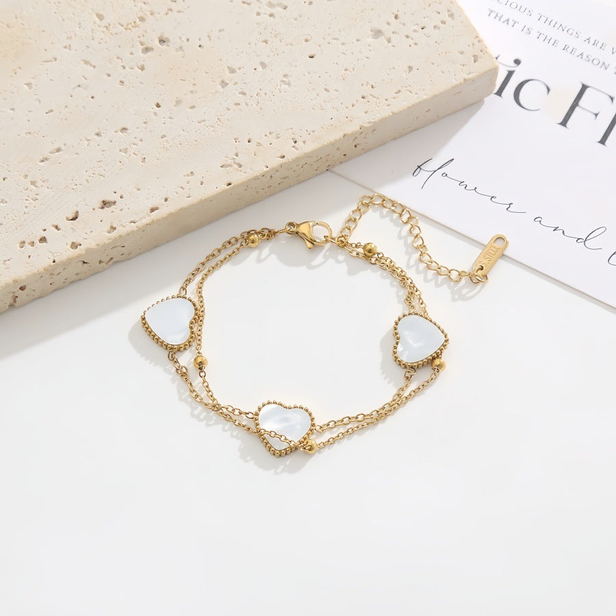 Women's Heart Titanium Steel High-grade Peach Couple Bracelet