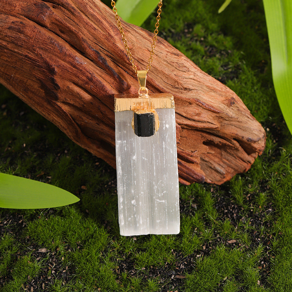Square Model White Plaster Inlaid Crystal Pendant
