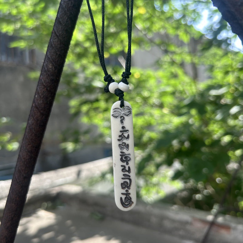 Nepal Yak Bone Hand Carved Six Pendant