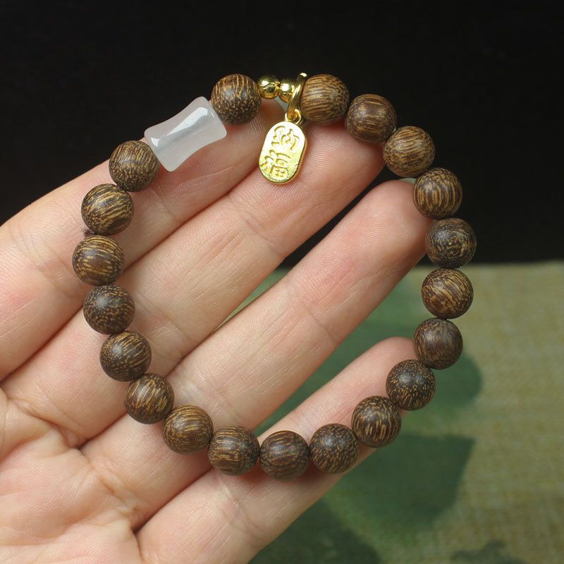 Women's & Men's Natural Nan Agilawood Round Beads Buddha Bracelet