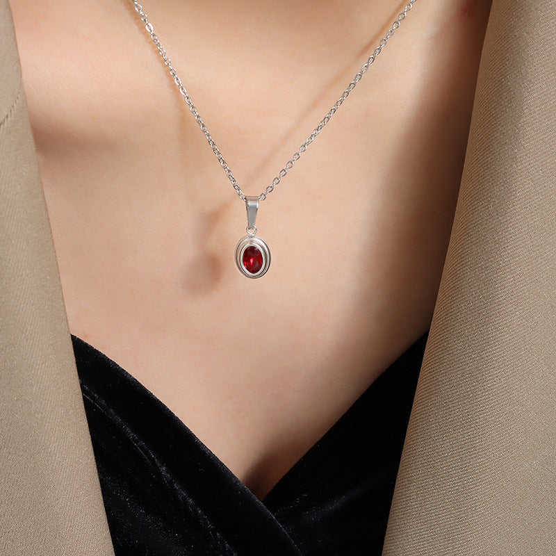 Niche Retro Collarbone Titanium Steel Zircon Jewelry Set