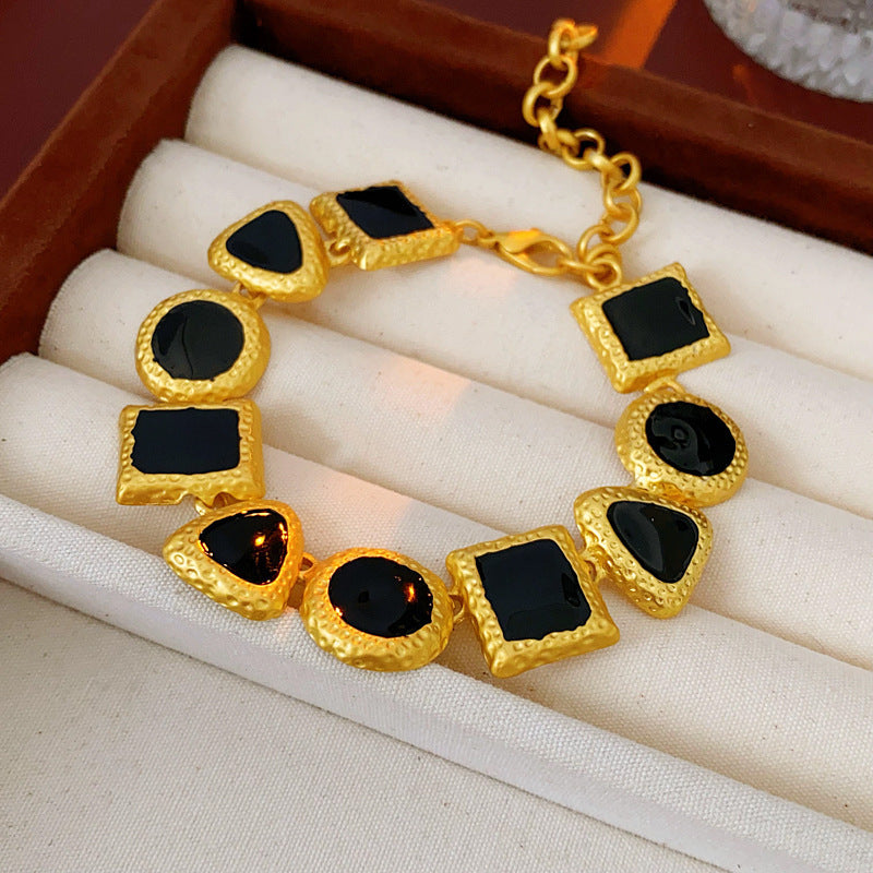 Sier Needle Flower Ear Retro Easy Matching Sweater Chain Exquisite Jewelry Set