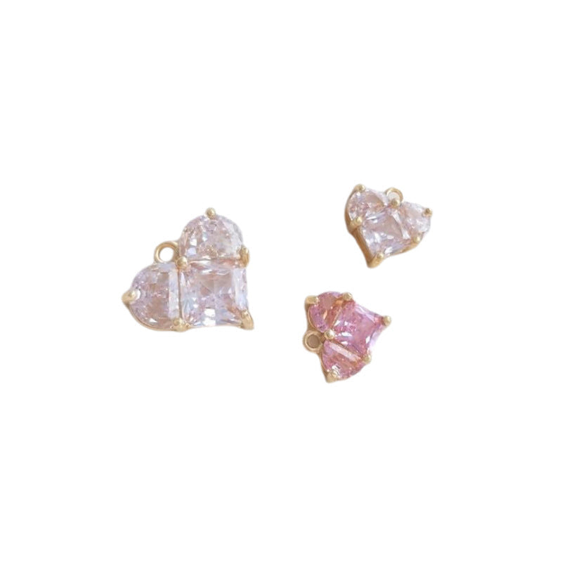 Inlaid Square Zirconium Semicircle Zircon Gilded Peach Heart Pendant