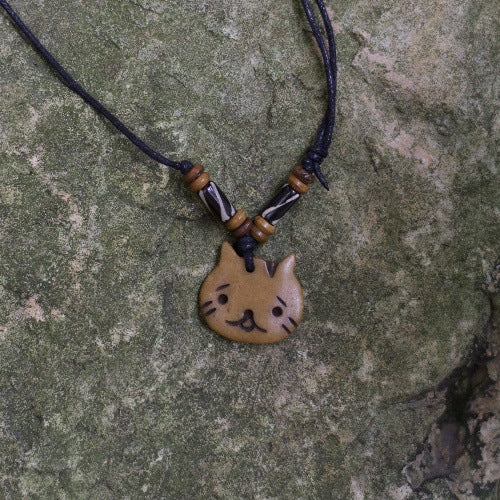 Nepal Yak Bone Hand Carved Six Pendant