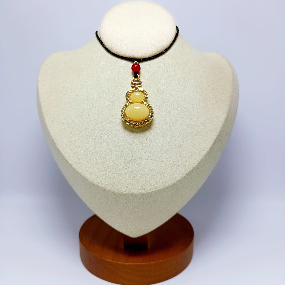 Imitation Gold Inlaid With Jade Calabash Pendent Green Chalcedony Alloy Pendant