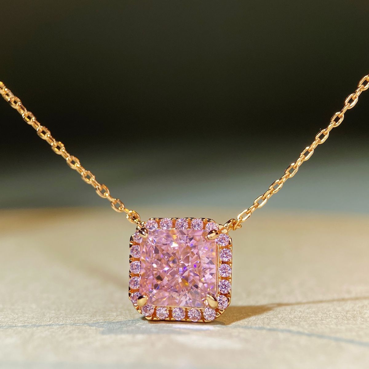 Women's Diamond Champagne Plated Gold High Carbon Necklaces